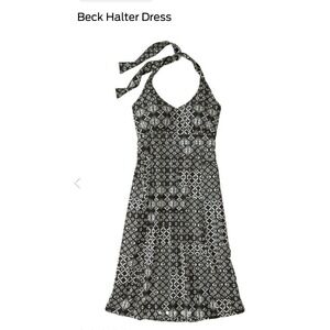 Krimson Klover Beck Halter Dress Medium Black & White Geo Print